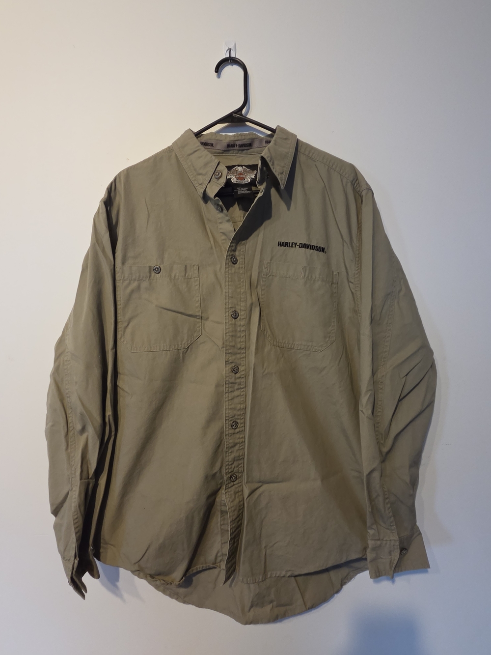 Harley-Davidson Men's Khaki Button-Up Work Shirt